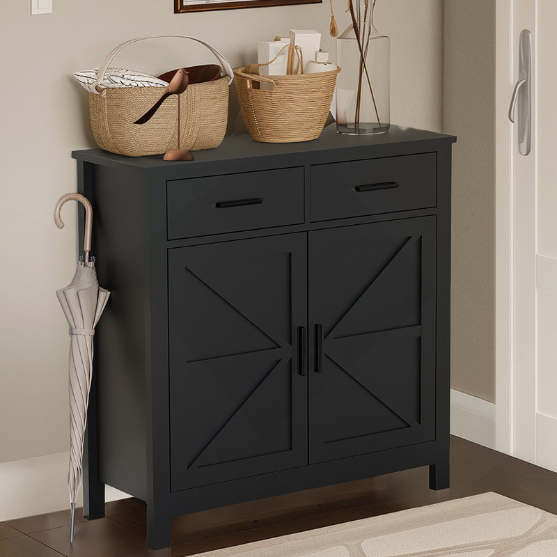 Armoire de cuisine, buffet de ferme avec rangement, café avec tiroirs et portes, Noir, noir, noir, noir