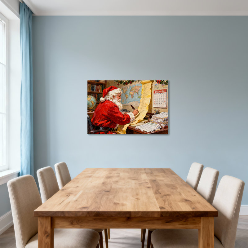 Liste de Noël du père Noël au bureau, H 32 po x l 48 po