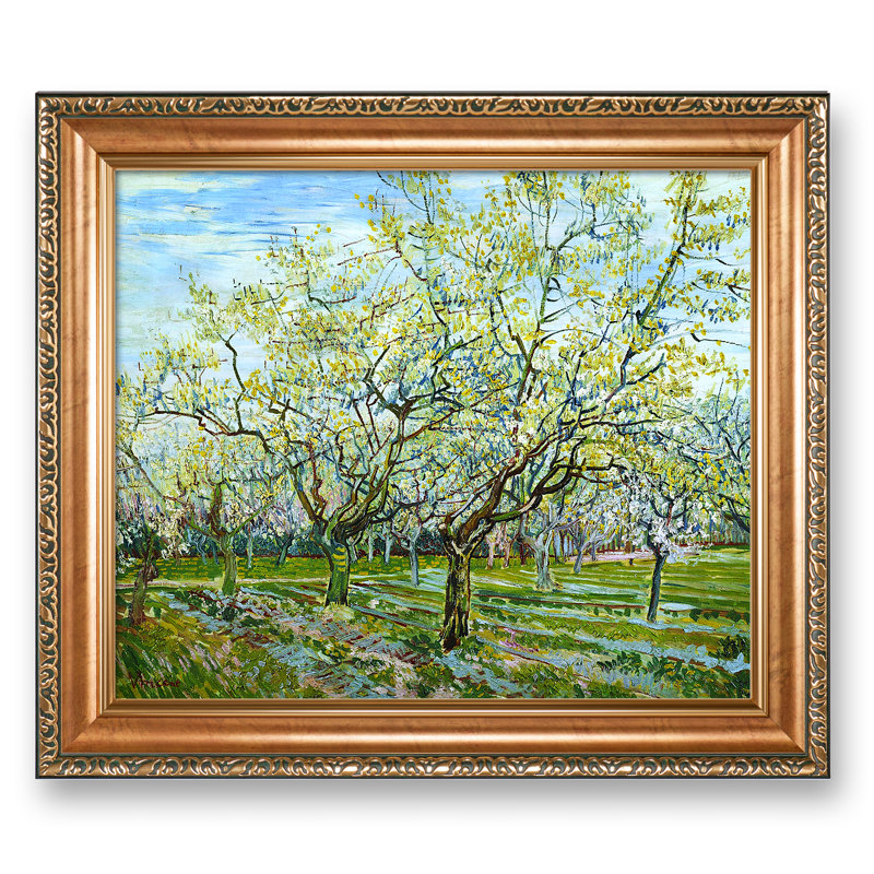 «The White Orchard» par Vincent Van Gogh, reproduction sur toile, H 20,5 po x l 24,5 po x P 0,75 po, Toile avec cadre or