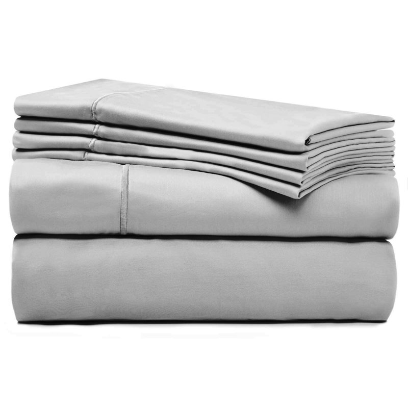 Ensemble de draps en coton égyptien 1000 pièces Bibb Home 1000TC, Argent, Ensemble de draps pour grand lit avec quatre très