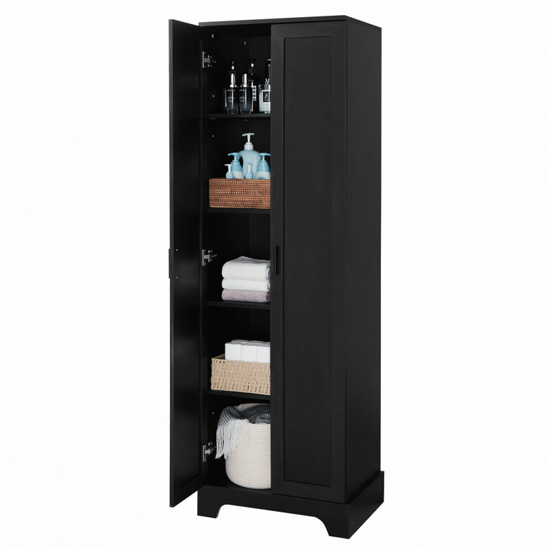 Armoire de rangement avec deux portes pour salle de bain, bureau, tablette réglable, panneau de fibres à densité moyenne