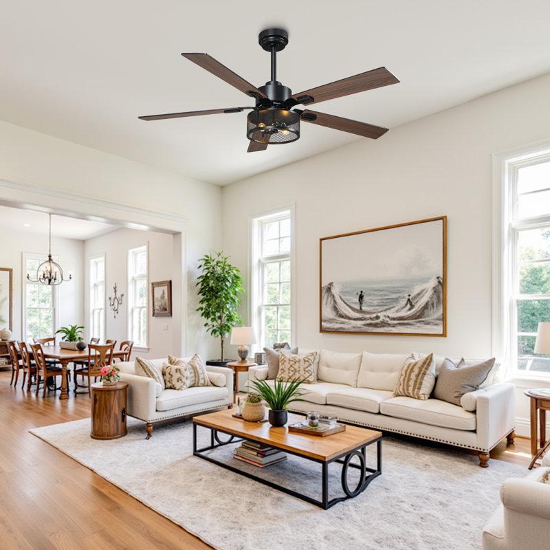 Vaczon 52" Smart Ceiling Fan with Light Kit and Remote Control, Double-Sided Wood Blades, 6-Speed Reversible DC Motor, Timer, 6"/10" Downrods, Works with iOS or Android App 