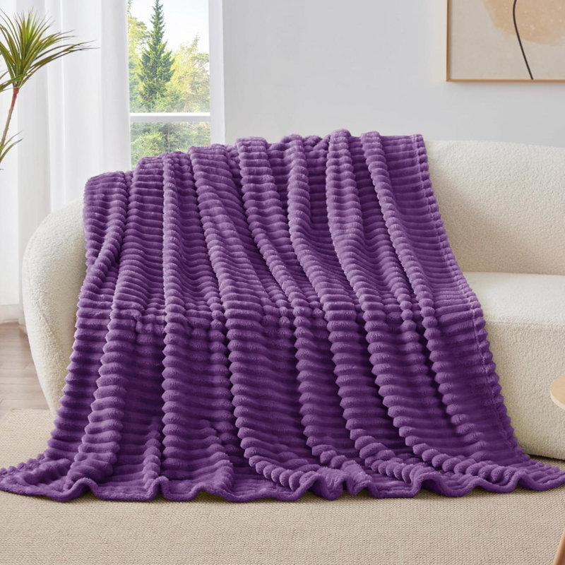Jeté en molleton pour canapé - couverture moelleuse douce et chaude 300GSM, couvertures à rayures décoratives et personnalisables pour femmes, hommes, 50 po x 60 po