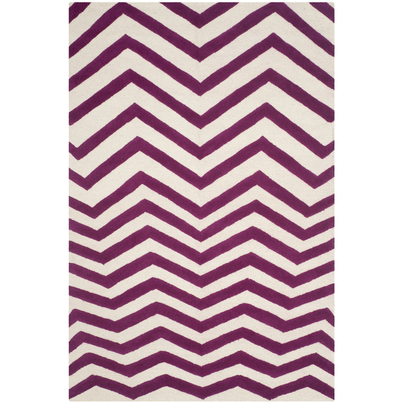 Sanyla Hand Tufted Wool Chevron Rug, Rectangle 6' x 9'