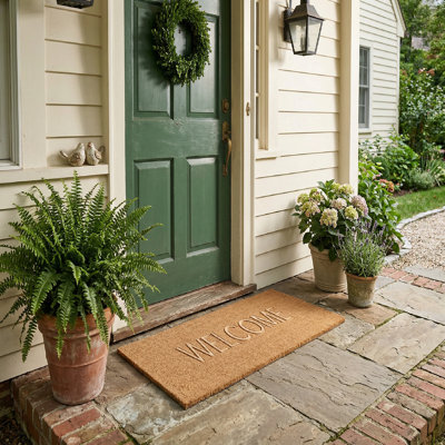Embossed Coir Door Mat Welcome 18"X46"