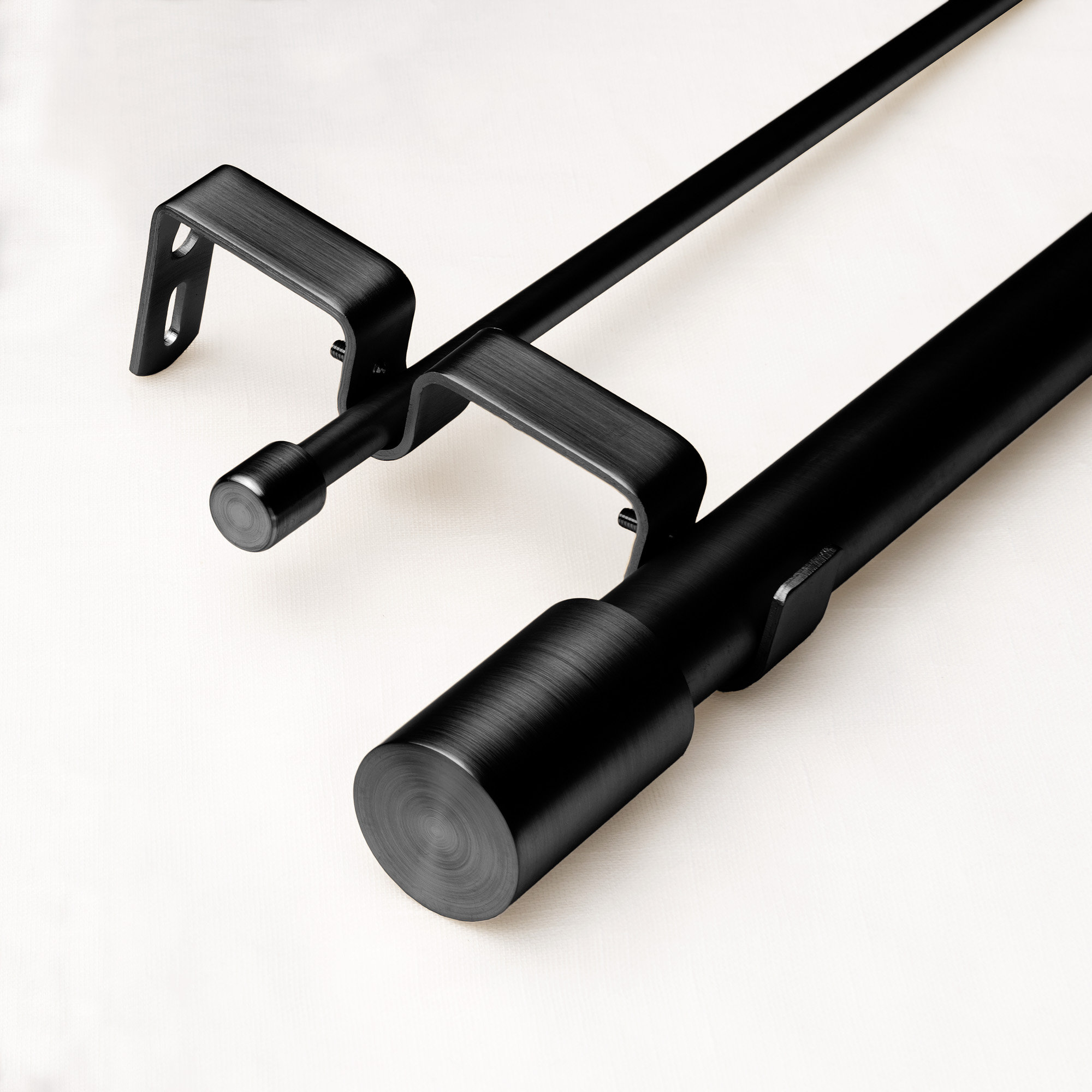 Totham Double Curtain Rod, 66" - 120", Black