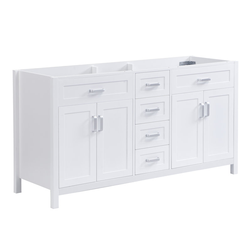 Meuble-lavabo moderne Kensington de 149 cm (58,7 po) avec 4 tiroirs, 2 armoires à double porte et quincaillerie à fermeture amortie
