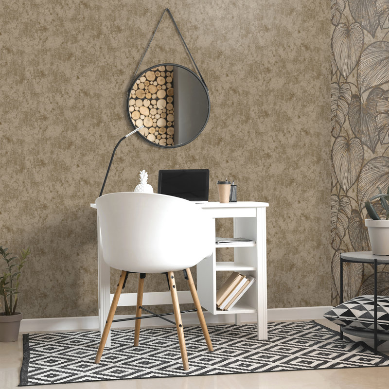 Julie Feels Home Glitter/Shimmer Plain Texture Wallpaper Roll, Walnut