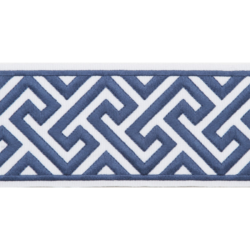 Tissu à bordure en ruban, Bleu marine / blanc