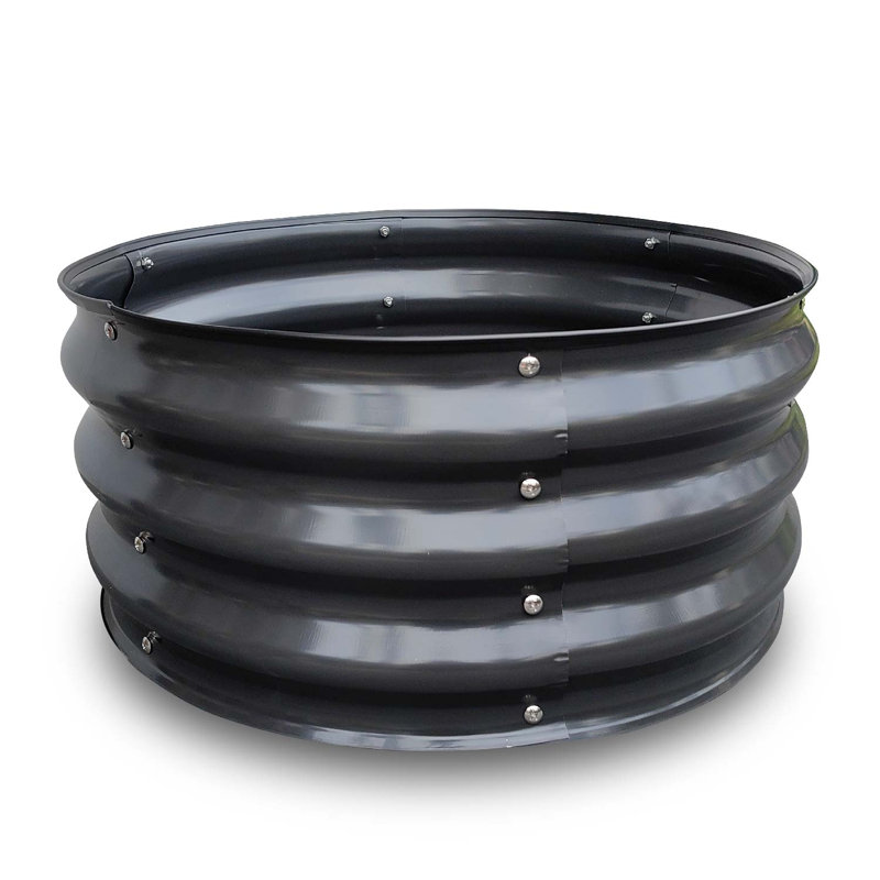  2x2x1ft Galvanized Raised Garden Bed, Planter Boxes Outdoor Round Metal Garden Beds For Planting Vegetables Flowers Herbs Dark Gray