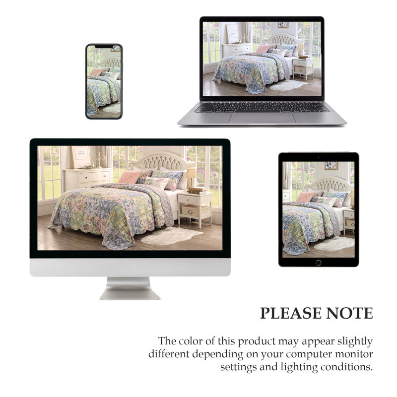 Thalia Queen Blue Cotton Reversible Bedspread Set