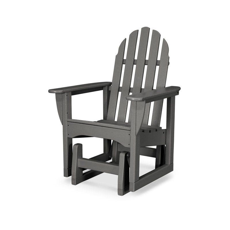 POLYWOOD Plastic/Resin Adirondack Chair and Ottoman, Slate Grey