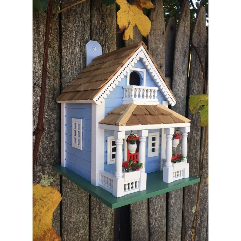 Baby Blue and White Cedar Shingled Cottage Birdhouse