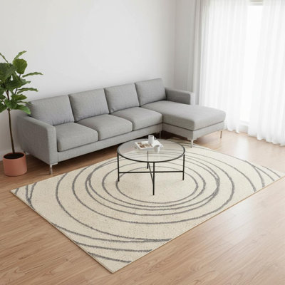 Tapis abstrait crème et gris 8 pi x 11 pi