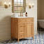 Meuble-lavabo 24 po avec lavabo, meuble-lavabo en bois avec tiroir rabattable, 2 tiroirs à fermeture en douceur, 1 porte à fermeture en douceur, bois massif et panneau de fibres à densité moyenne, poignées en bois élégantes