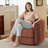 37" Wide Accent Chair, Boucle Upholstered Swivel Barrel Chair, Brown-193721929