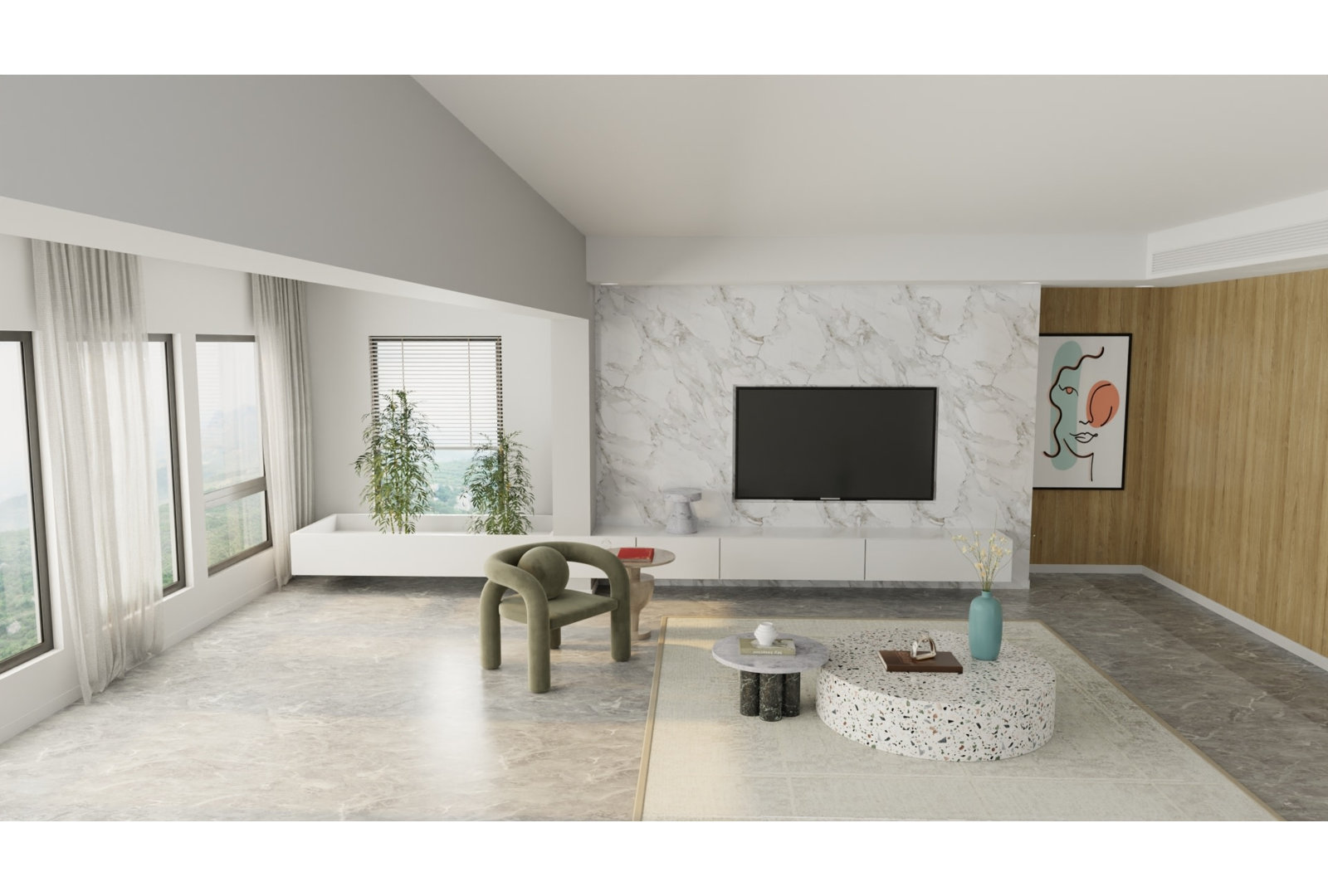 Timitra Modern Geometric Area Rug, Beige, Rectangle 2' x 3'