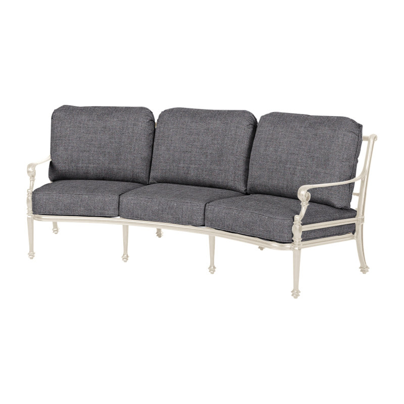 Grand Terrace Curved Sofa with Sunbrella Cushions, Cast Slate Sunbrella® Plainweave, Desert Bronze