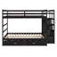 Lit superposé double au-dessus de double avec lit gigogne simple et escalier, cadre de lit espresso pour enfants et adolescents-117987564