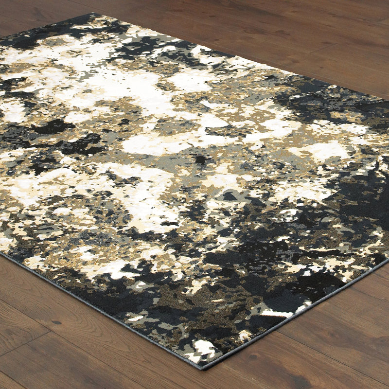 Tapis bleu marine / noir Laurie, Rectangle 3 pi 10 po x 5 pi 5 po