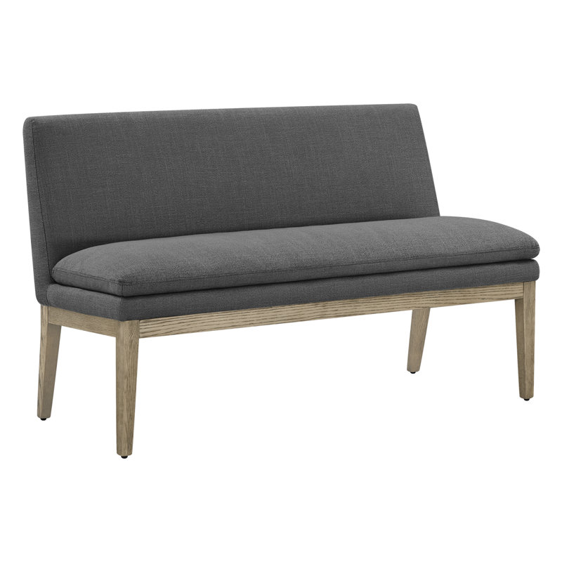 Banc de salle à manger rembourré en polyester 2 places Bethea, Grey