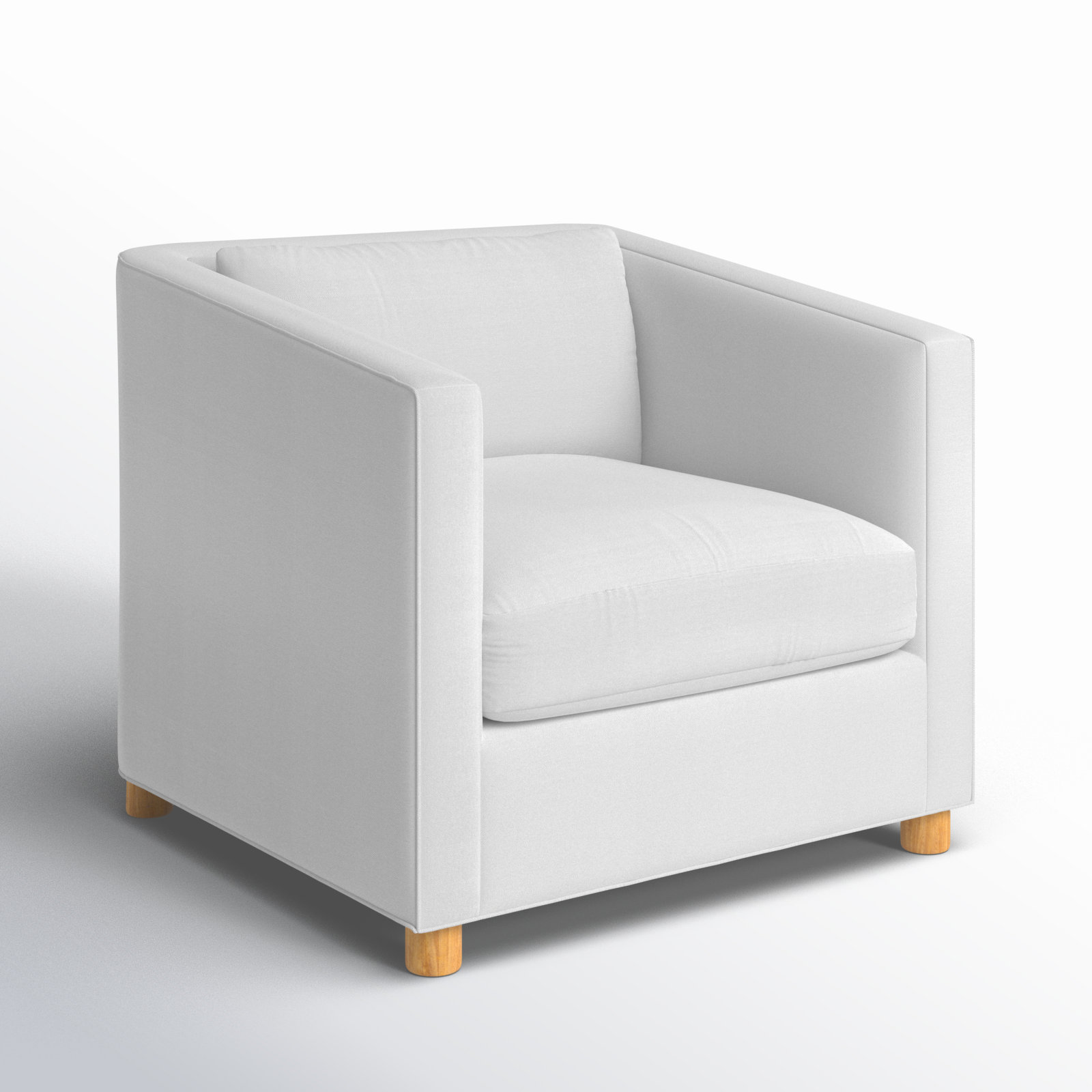 Emilie Upholstered Chair and a Half, Oak, Classic Bleach White Twill