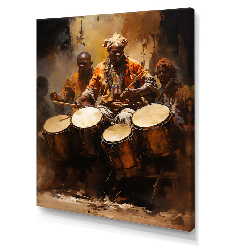 Drame traditionnel africain II sur toile, Toile tendue, H 32 po x l 16 po x P 1 po