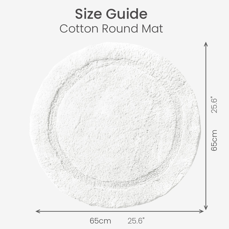 Polygala Cotton Round Bath Mat, White