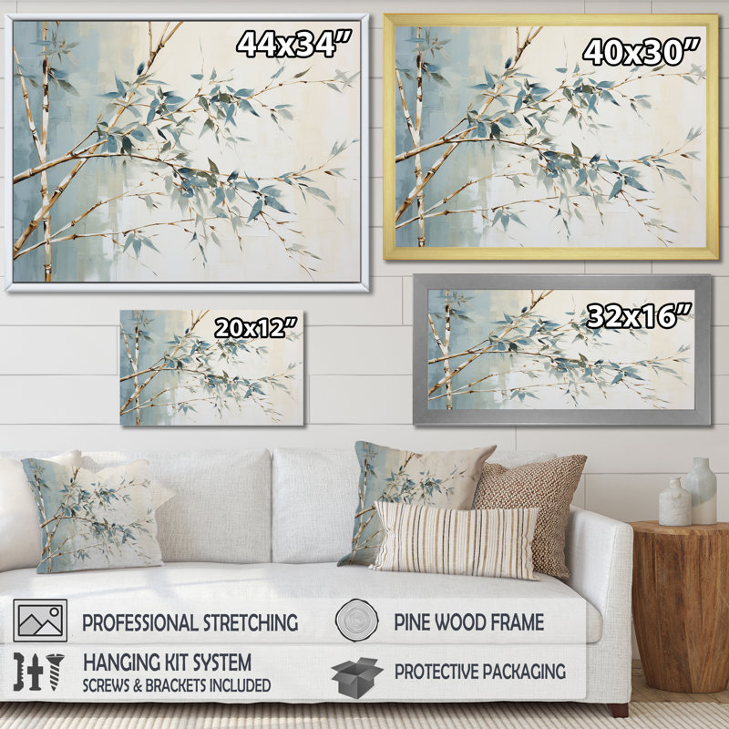 «Green Zen Moment», art sur toile de bambou, H 30 po x l 40 po x P 1,5 po, Cadre flottant noir