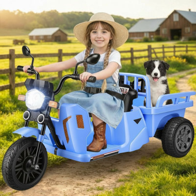 Voiture électrique à 3 roues 12V pour enfants de 3 à 5 ans avec pelle à sable
