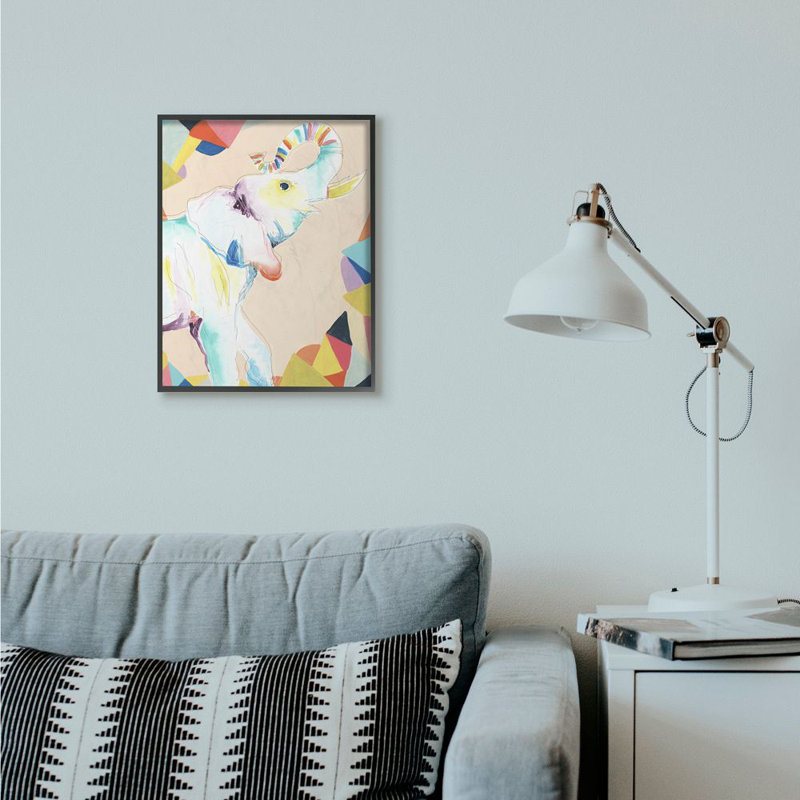 Décoration murale abstract éléphant drawing kids Ploeger, H 20 po x l 16 po x P 1,5 po, Giclée encadrée noir minuit