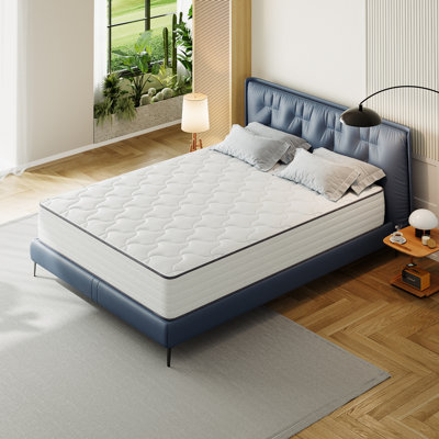 Matelas hybride en mousse viscoélastique de refroidissement moyenne de 10 po Rupesh avec ressorts ensachés certifiés Certipur-US, soulagement de la pression et isolation des mouvements