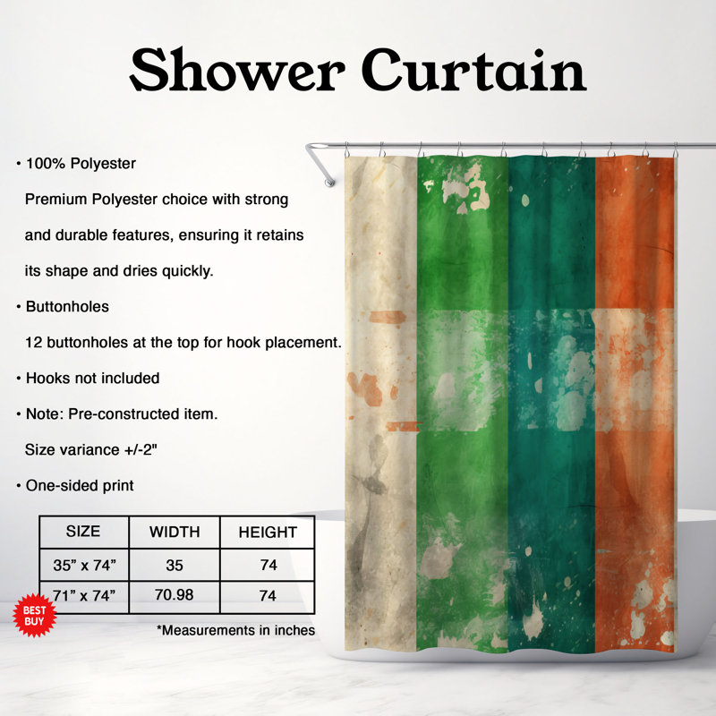 Ireland's Colors - Rideau de douche Premium, L 71 po x L 74 po