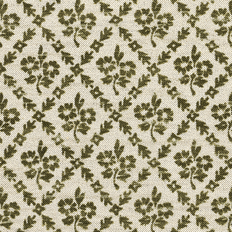 Anders Traditional Floral Wool and Nylon Green Area Rug, Rectangle 7'9" x 9'10"