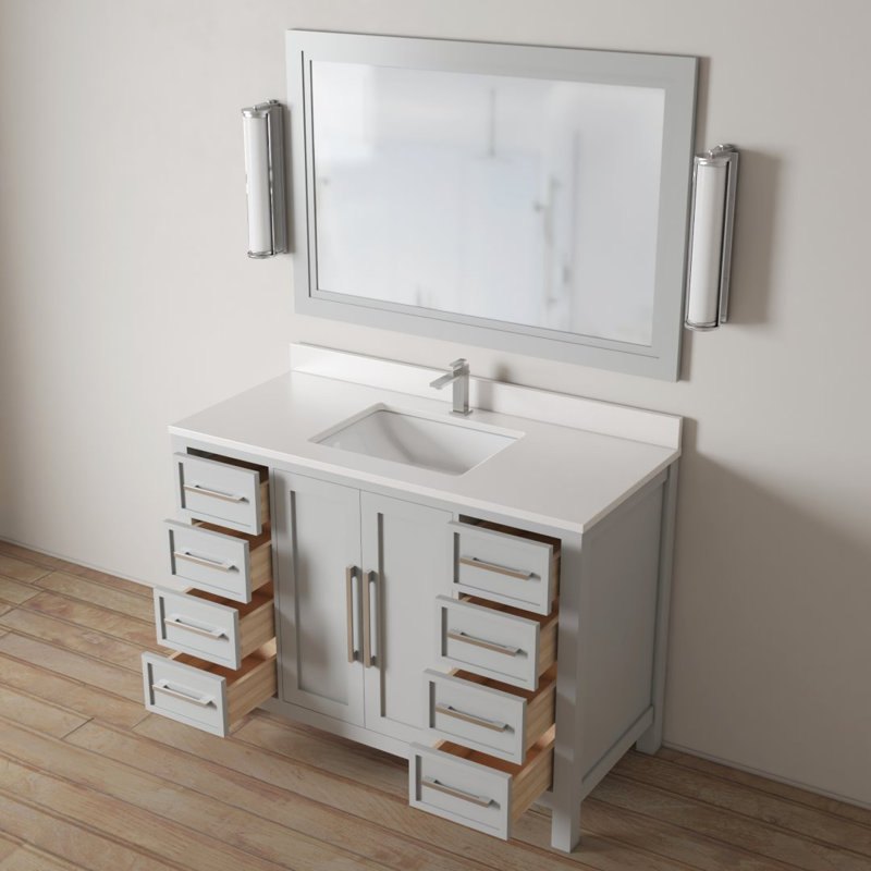 Ensemble de meuble-lavabo simple 48 po, Gris, Gris, Nickel brossé