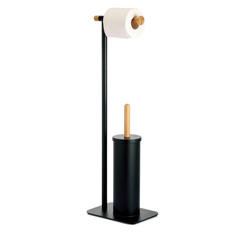 Richae Free Standing Toilet Paper Holder, Black