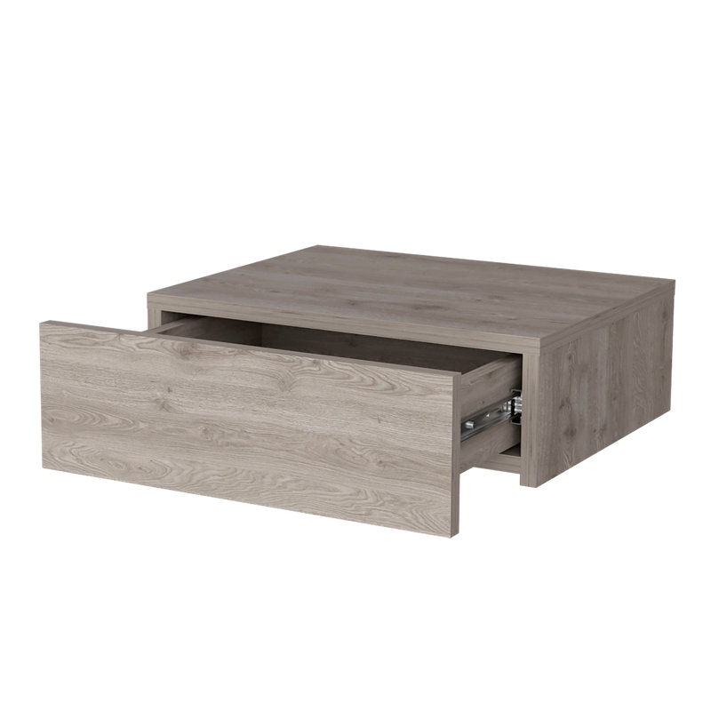 Table de chevet flottante moderne de couleur grise avec espace de rangement pour une configuration organisée, Gris clair