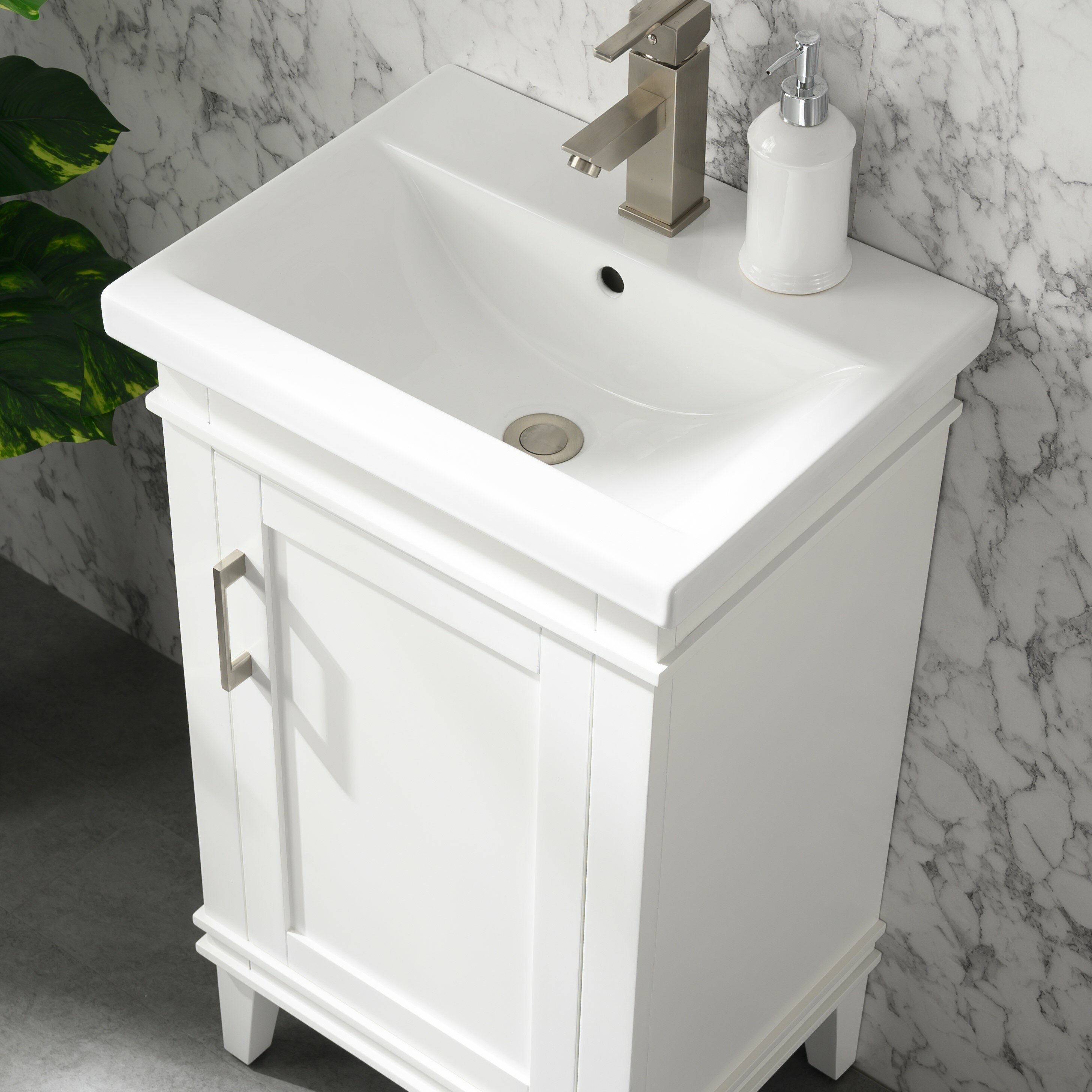 reynaldo 20'' free standing single bathroom vanity with porcelain top