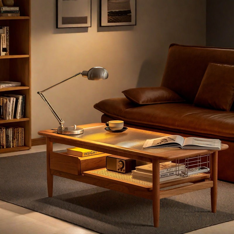 Solid wood and cherry wood coffee table