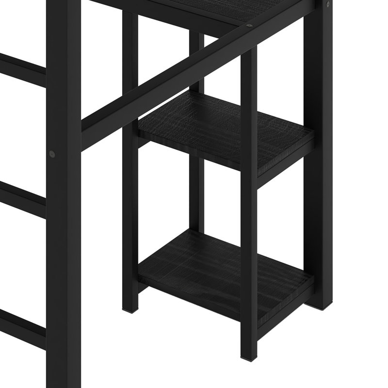 Lit mezzanine avec garde-robe intégré, bureau et tablettes de rangement