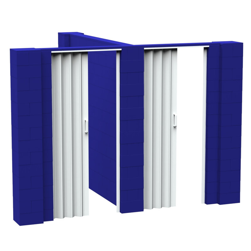 Ensemble mural en forme de T avec porte Everblock, H 84 po x l 120 po x P 96 po, Bleu
