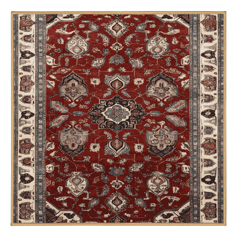Machine Washable Persian Brown Area Rug, Square 4'