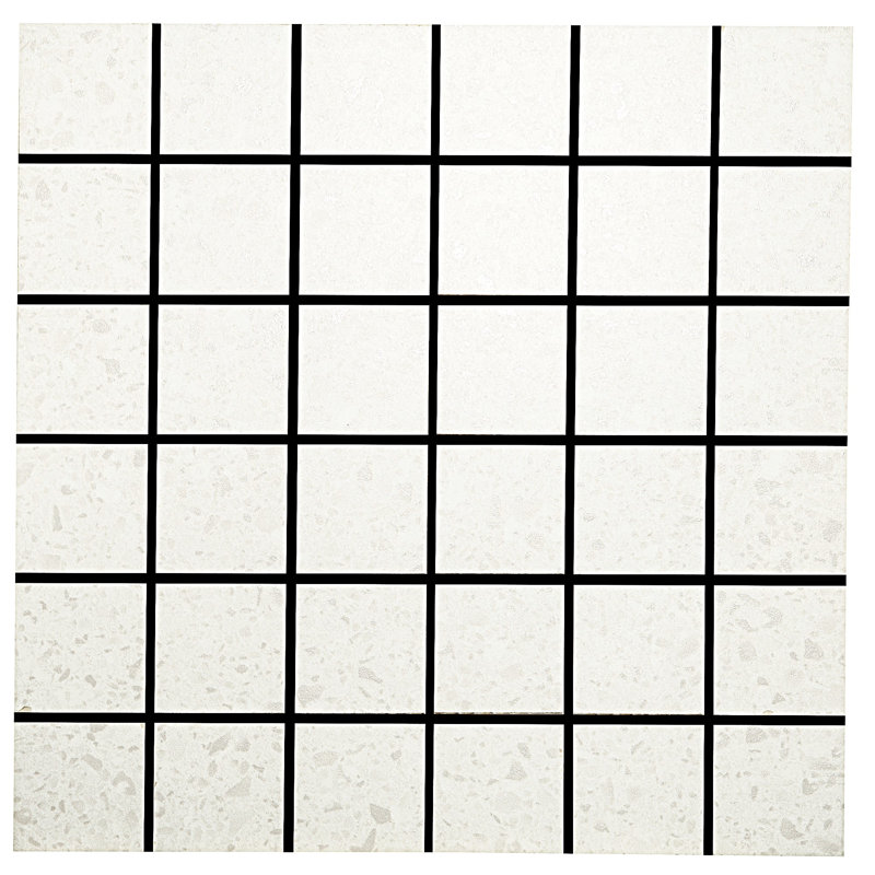 Birthplace 2" W x 2" L Porcelain Terrazzo Look Tile Grid Mosaic Sheet, Frost