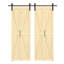 Porte de grange pliante de style K en bois de pin massif 84 po avec quincaillerie-117329930-117329935
