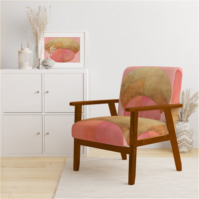 Chaise rembourrée abstraite moderne transitionnelle - contemporain Flow I - chaise avec accoudoirs rose et or Arcs IX
