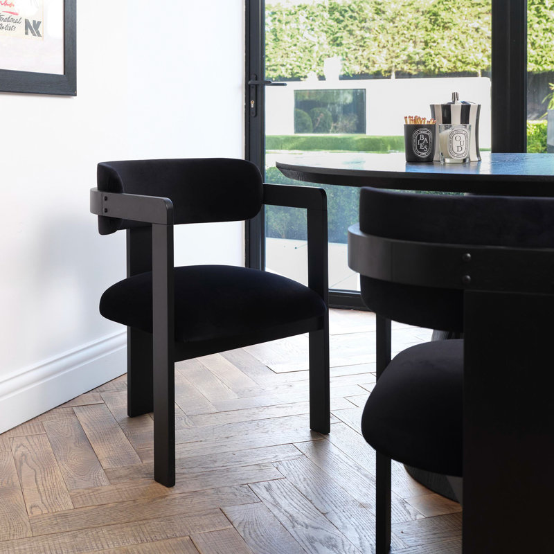 Mai Upholstered Dining Chair, Black, Black
