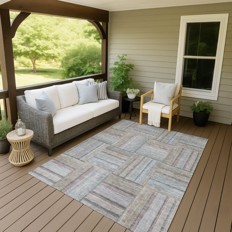 Machine Washable Indoor/Outdoor Jeffery ACN2285 Geometric Rug, Rectangle 10' x 14'
