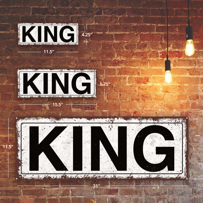 " King Metal Sign ", 11.5" H x 31" W
