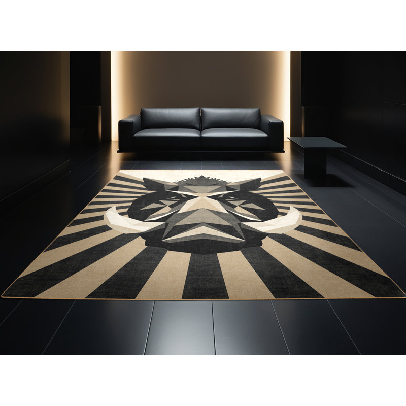 Tapis à motif géométrique gris moelleux doux, 3 x 5