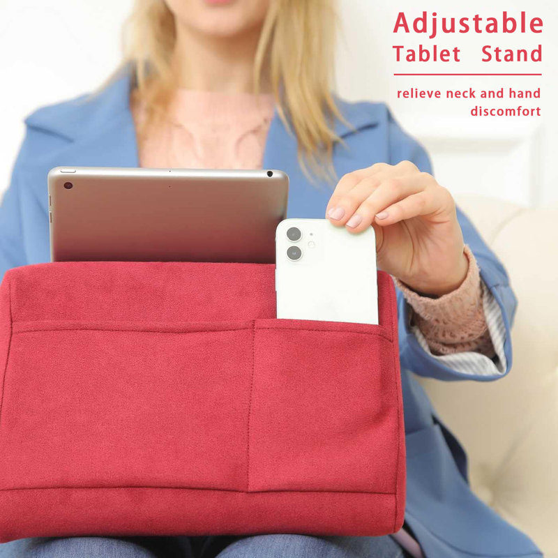 Support pour tablette, support pour tablette avec pochette, 3 angles de vision réglables, support pour support léger, mains libres pour téléphone portable, iPad, magazine, livre